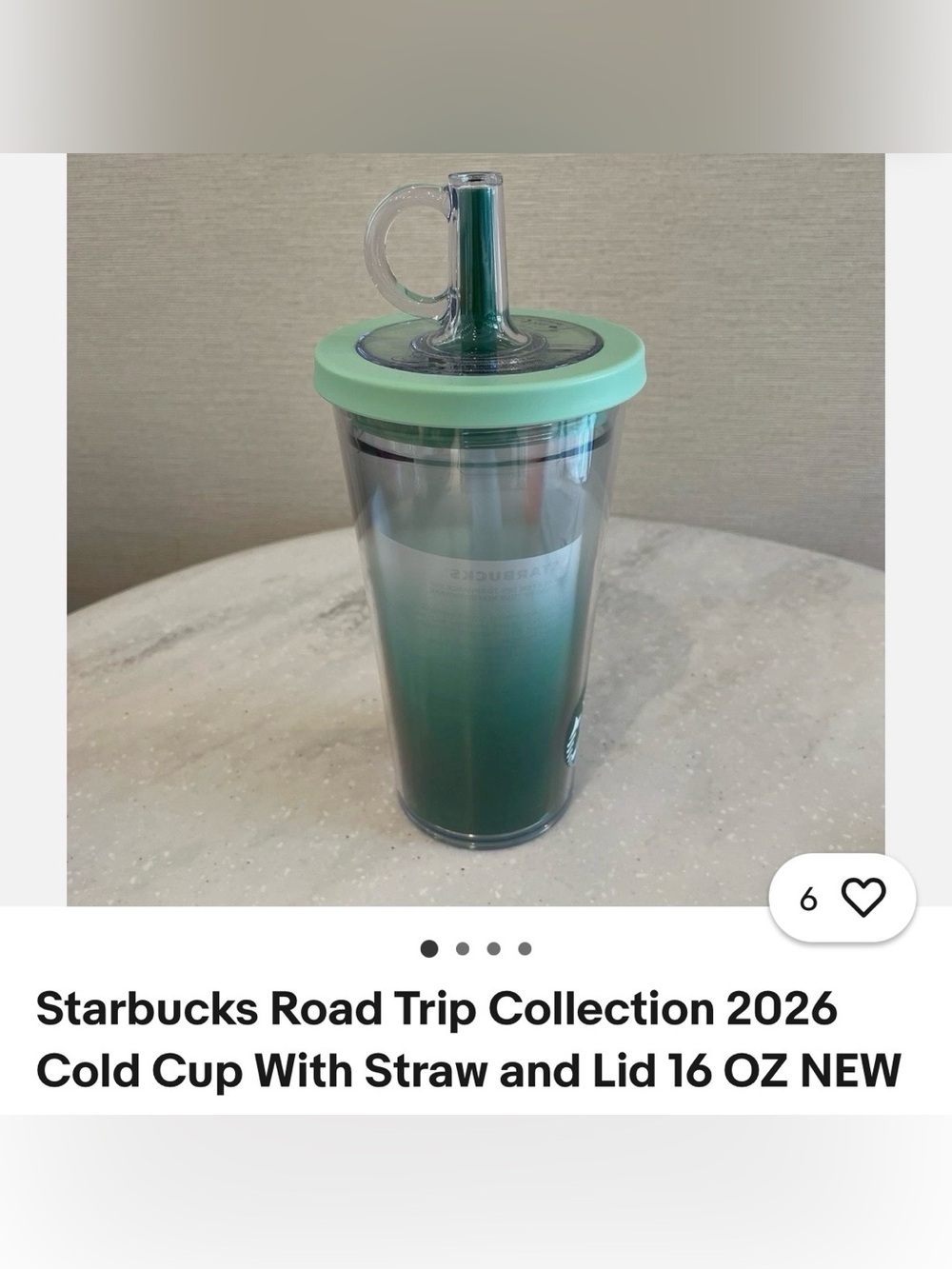 #3113*Starbucks Green Ombre Reusable Cold Cup with Mint Lid and Straw